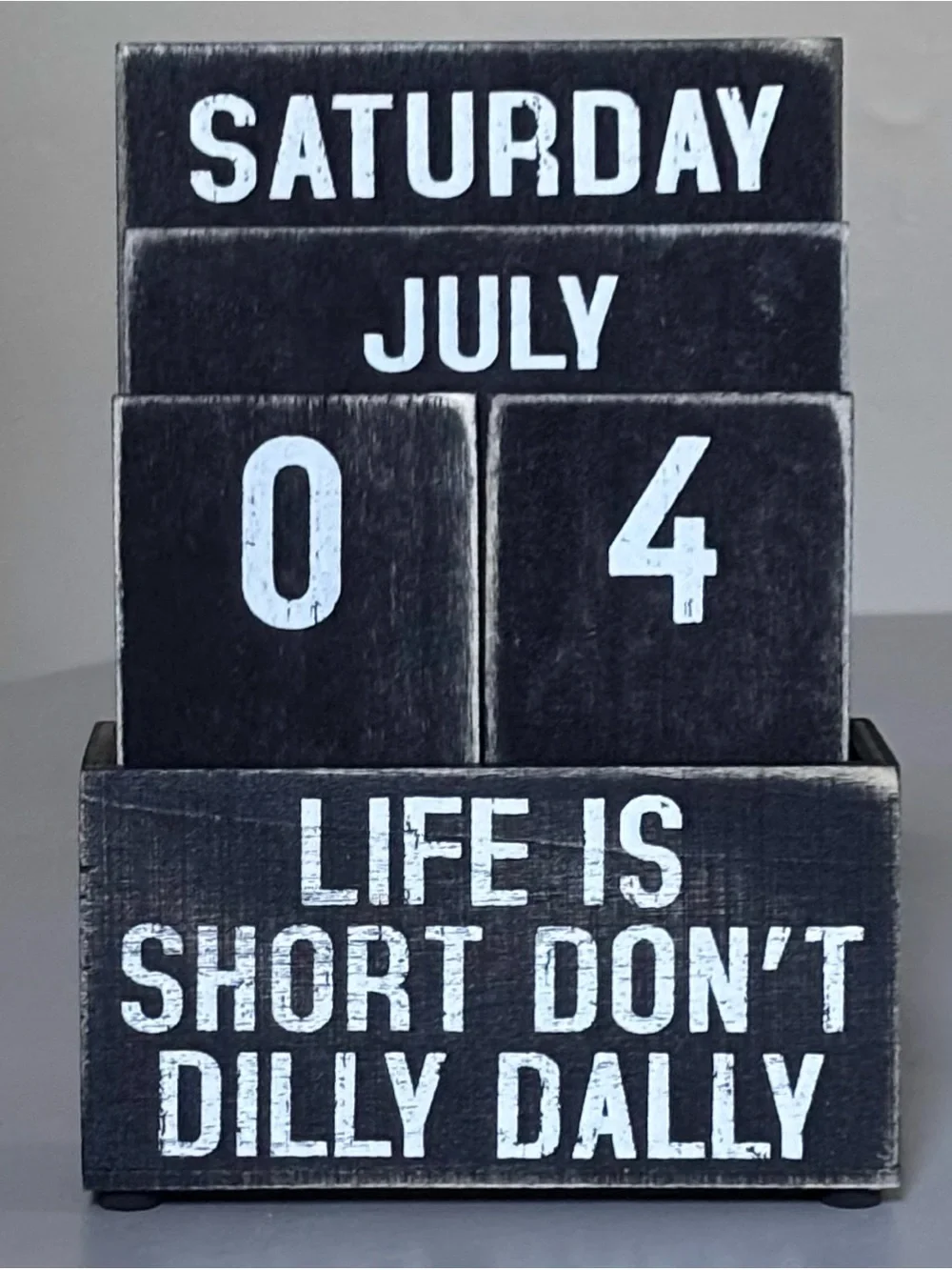 Designs by Kathy Perpetual Block Wood Chalk-paint Desk Calendar - Picture 5 of 5